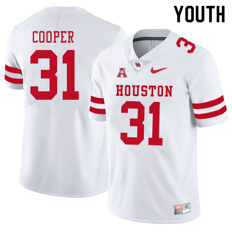 Youth #31 Jordan Cooper Houston Cougars College Football Jerseys Sale-White